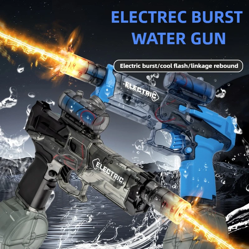 Water Guns Children Electric Water Gun Toys Simulated Flame High Pressure Fights Game Summer Outdoor Beach Swimming Pool Toys for Kids Gift