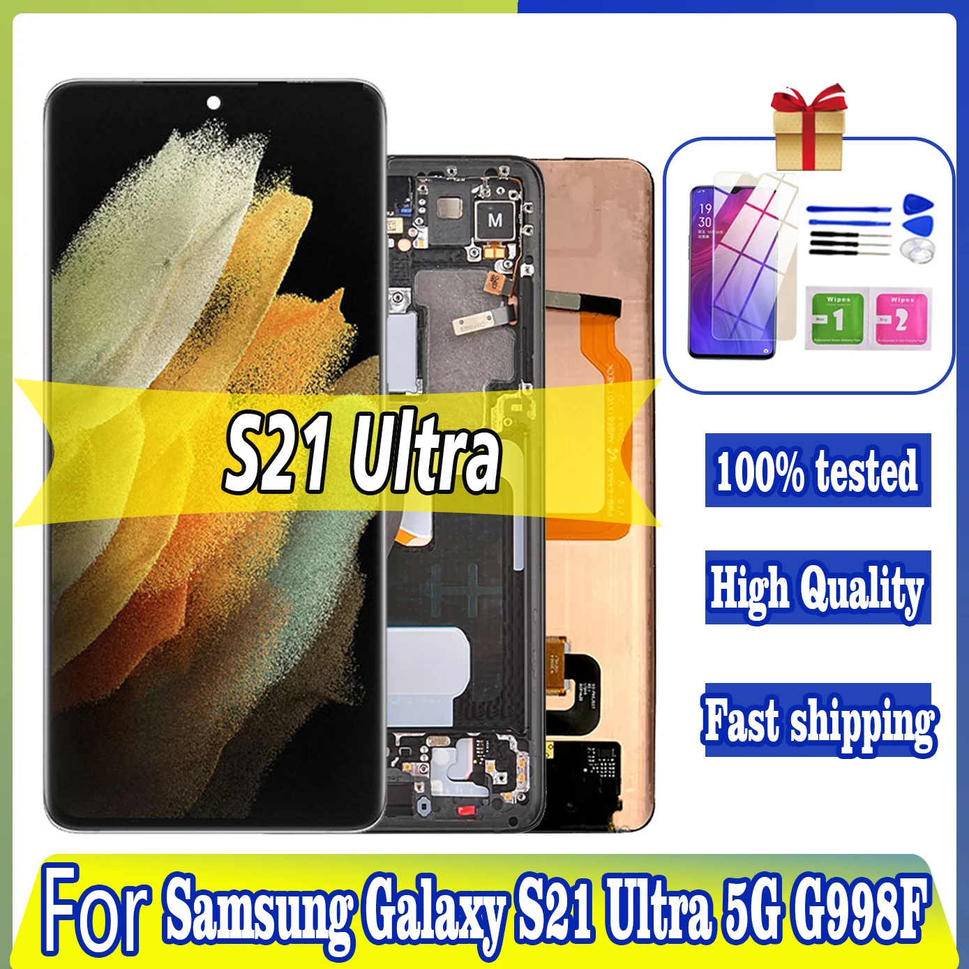 

6.8" High quality G998F LCD For Samsung Galaxy S21 Ultra Display G998 G998U S21 Ultra 5G SM-G998F/DS LCD Touch Screen Digitizer