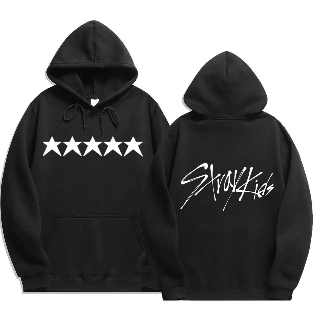 

Kpop stray Kids New 5-STAR Sweatshirt With Pocket Crewneck Fleece Warm Kawaii Haajuku Long Sleeve Winter Hoodies Stray Kids