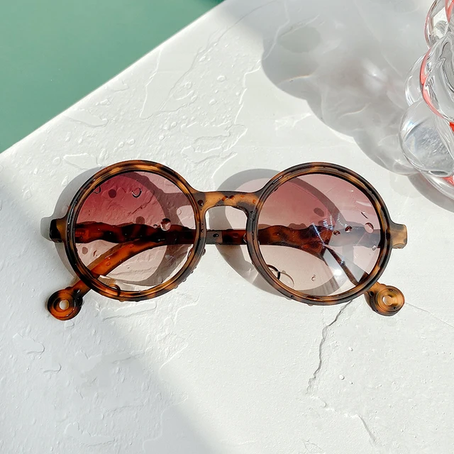 Children Boy Girl Cute Leopard Double Color Cartoon Bear Shape Round Sunglasses Kids Vintage Sunglasses UV400 Protection Classic Leopard