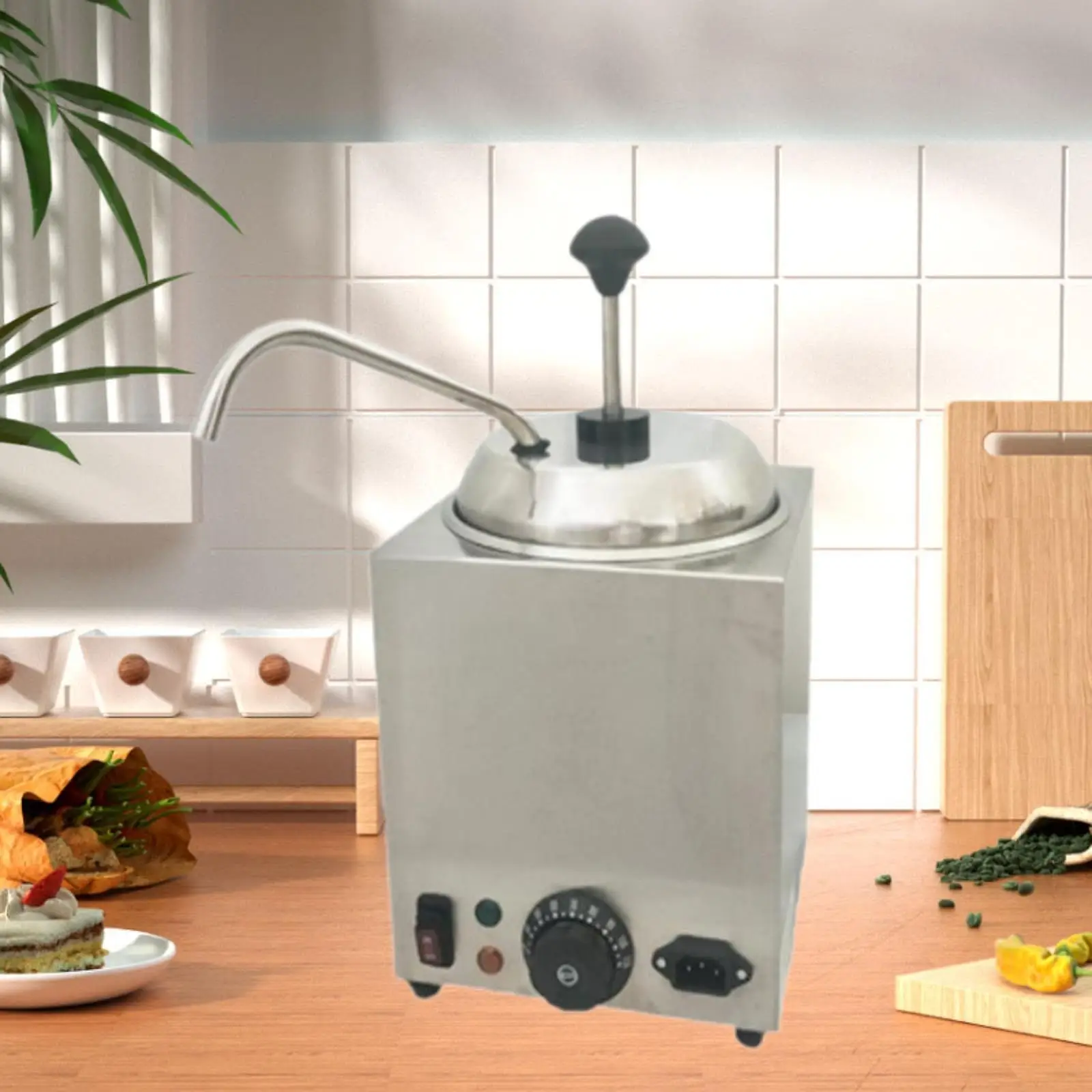 Nacho Cheese Machine Nacho Cheese Dispenser Warmer Temperature Control Hot Fudge Warmer Caramel with Pump Sauce Fudge Dispenser