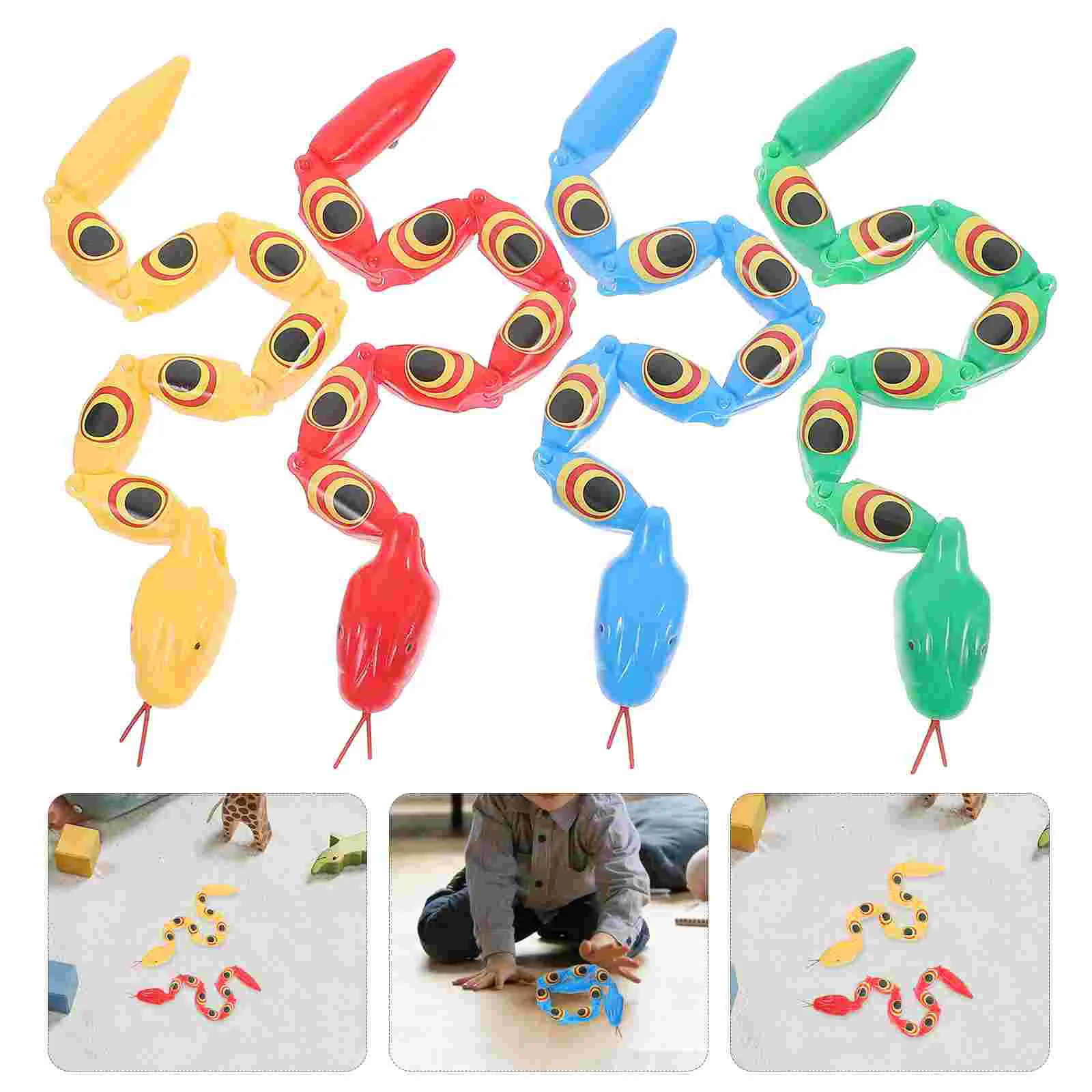

4 Pcs Realistic Snake Toys Snap and Click Toddler Party Spoof Interesting Abs