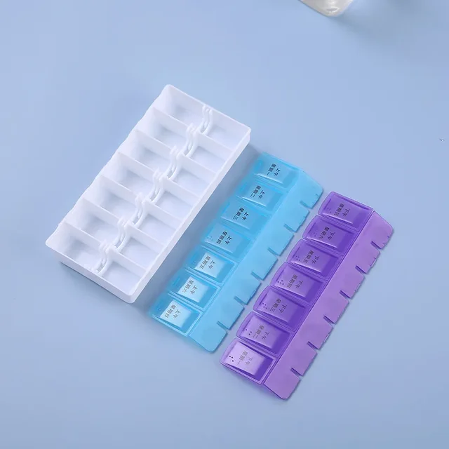Pilulier de voyage Portable hebdomadaire, boîte d'organisation de 7 jours, 14 grilles, conteneur de pilules, comprimés de stockage, vitamines, médicaments, huiles de poisson, nouvelle collection 4
