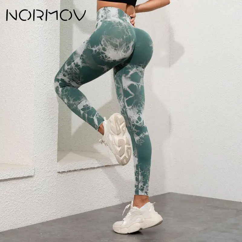 NORMOV Seamless Newest Yoga Pants Tie Dye Gym Leggings Lady Quick Dry Gym Jogging High Waist Fitness Leggings Workout Tights images - 6