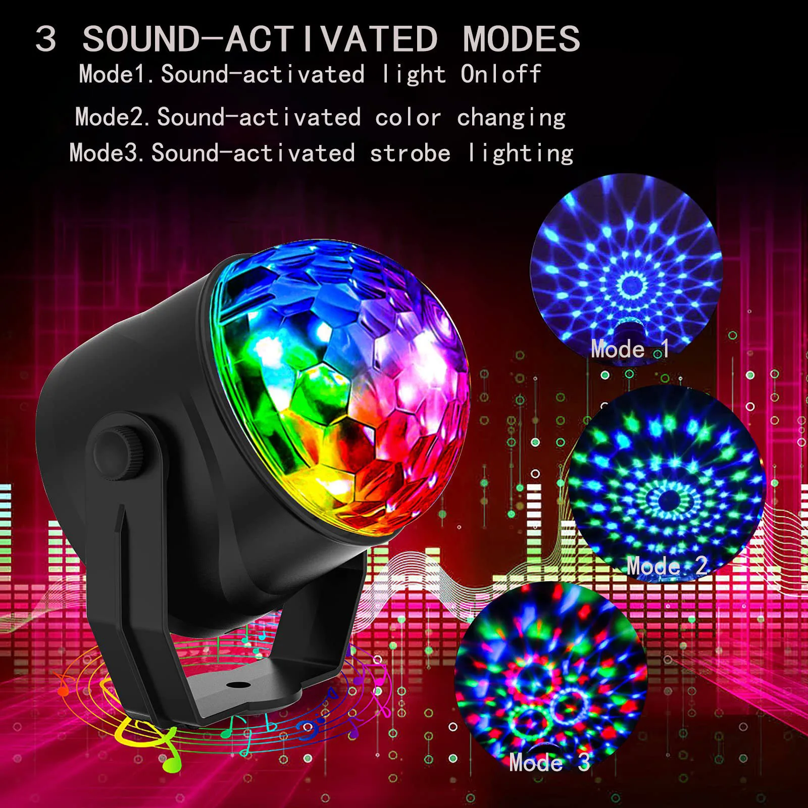 

Sound Activated Rotating Disco Light Colorful LED Stage Light 3W RGB Laser Projector Lamp DJ Party Light for Home KTV Bar Xmas
