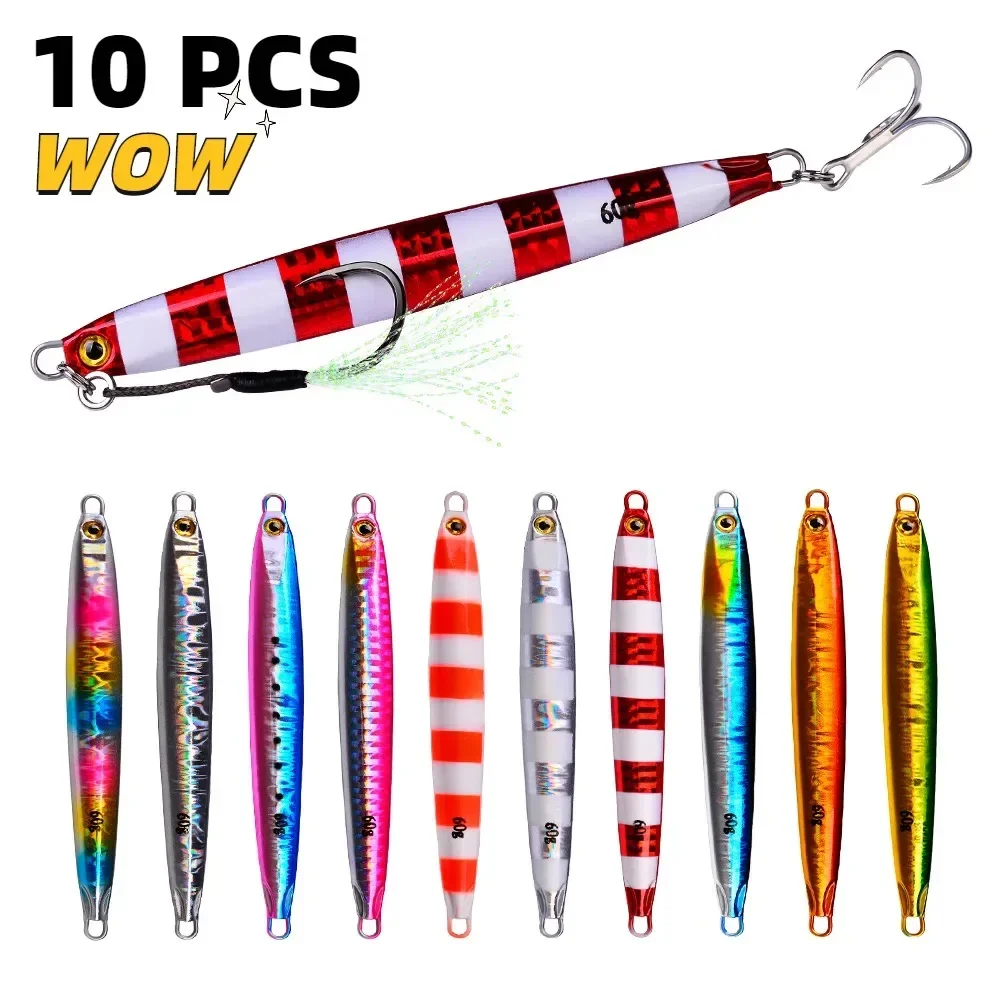 10Pcsset10g20g30g40g60gCastMetalBaitFishingLuresLotJigs