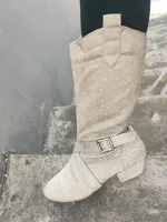 Practice OEM Latin Dance Boots Rhinestone Brown Soft Latin Salsa Ballroom Party Dancing Shoes Black Sport Party Dance Boot Shoes 2