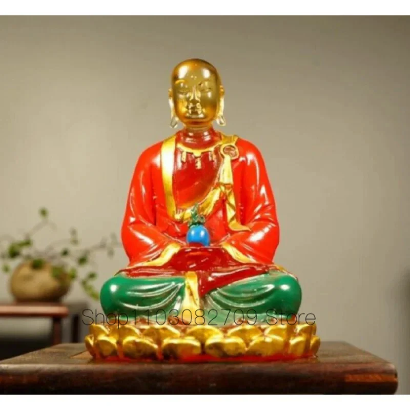 

11 см Изысканная цветная глазурованная резьба Ksitigarbha Bodhisattva/статуя Будды