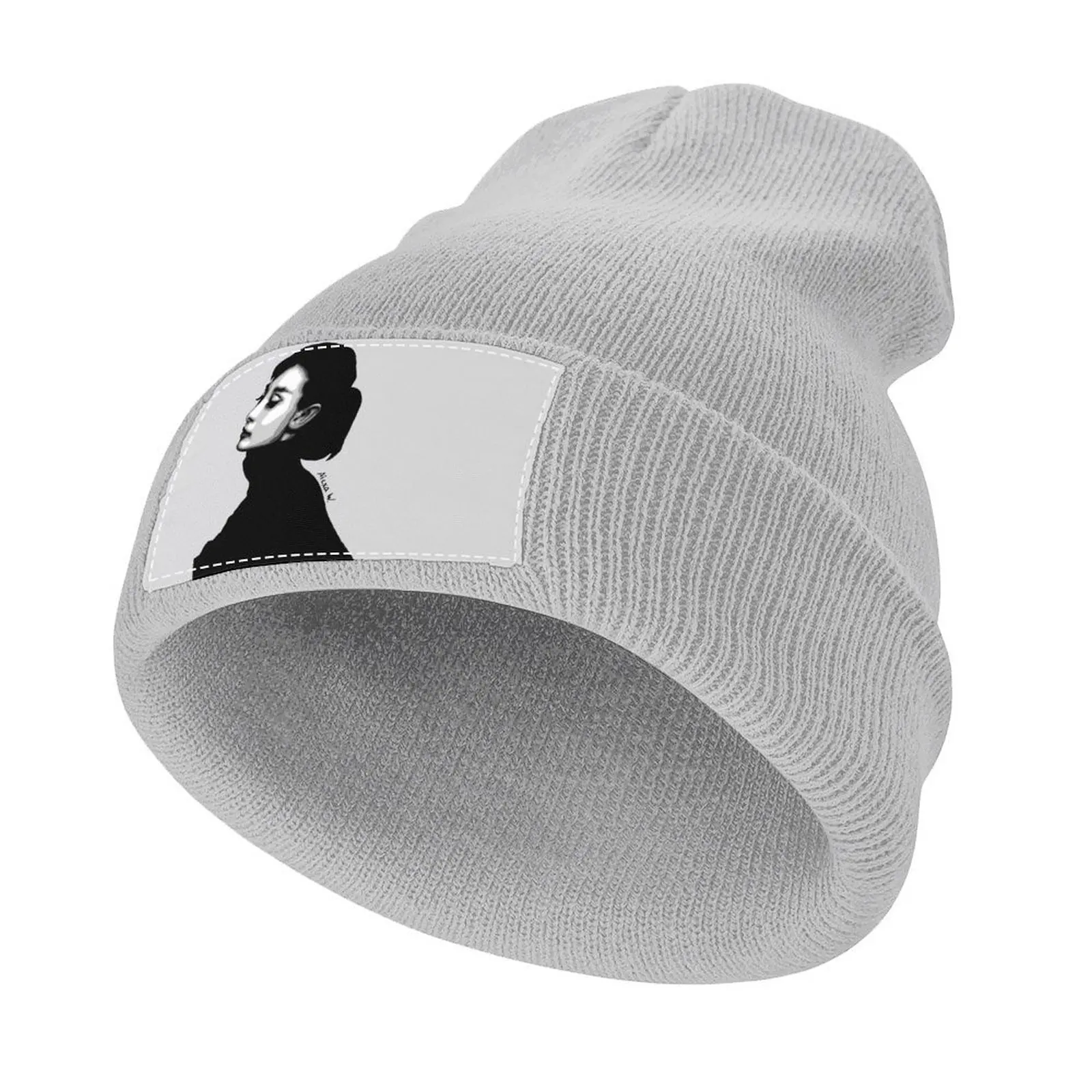 

Audrey Hepburn Black and White Portrait Knitted Cap New Hat black Hat For Women 2024 Men's