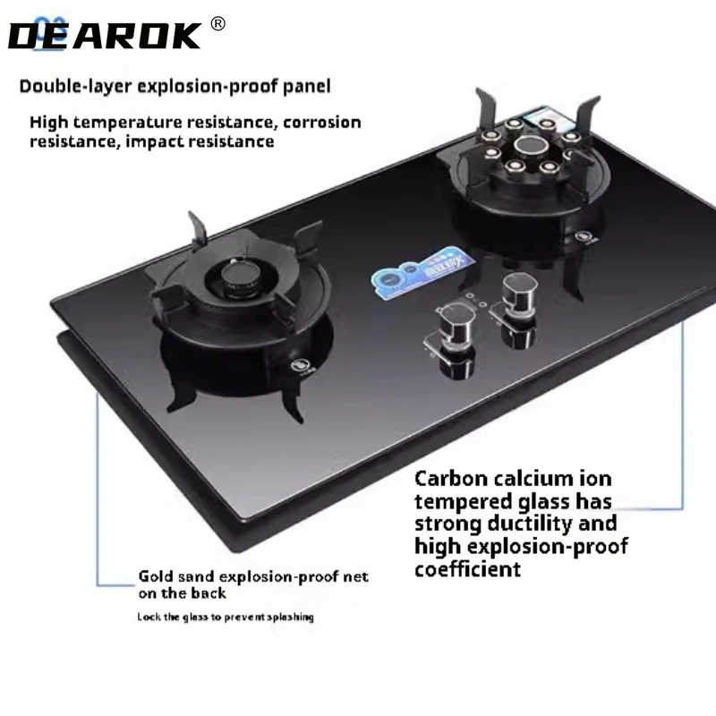Flip-type Gas Burner Embedded Gas Stove Cooktop Timing function Household Fogao Energy-saving Dual-purpose Fierce Stove