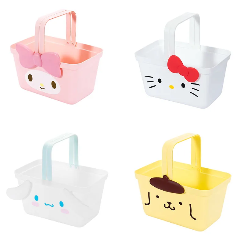 

Милая корзина для хранения Miniso Kawaii мультяшная коричная корзина Kuromi Melody Hellokittys большая емкость портативная фотография