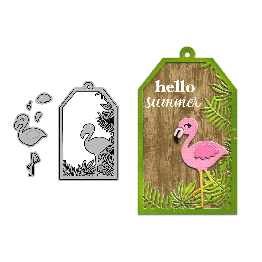Mangocraft Summer Pink Flamingo Palm Cutting Diy Scrapbooking Forniture Metal Cut Dies Knife Mold For Cards Album Decor