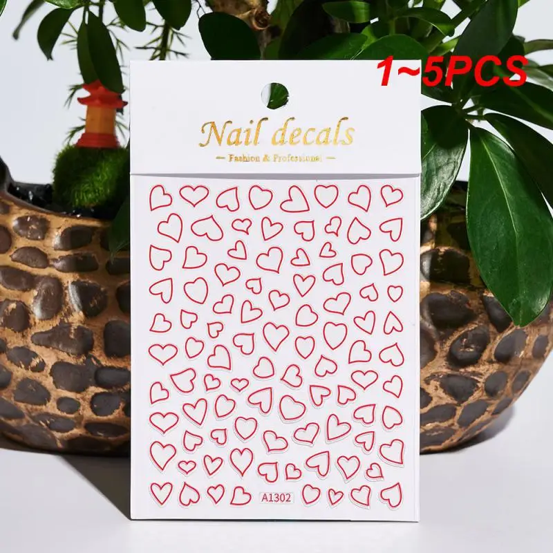 1 ~ 5Pcs San Valentino Nails Art Stickers Romantico Cartoon Lover Red Rose Kiss Bride Sliders Full Wrap Su Accessori Per Unghie