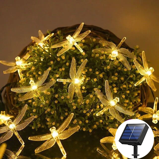 

Solar Garlands Light 5m Dragonfly Lotus Flower Cherry Solar Lamp Power LED String Fairy Light Garden Christmas Decor for Outdoor