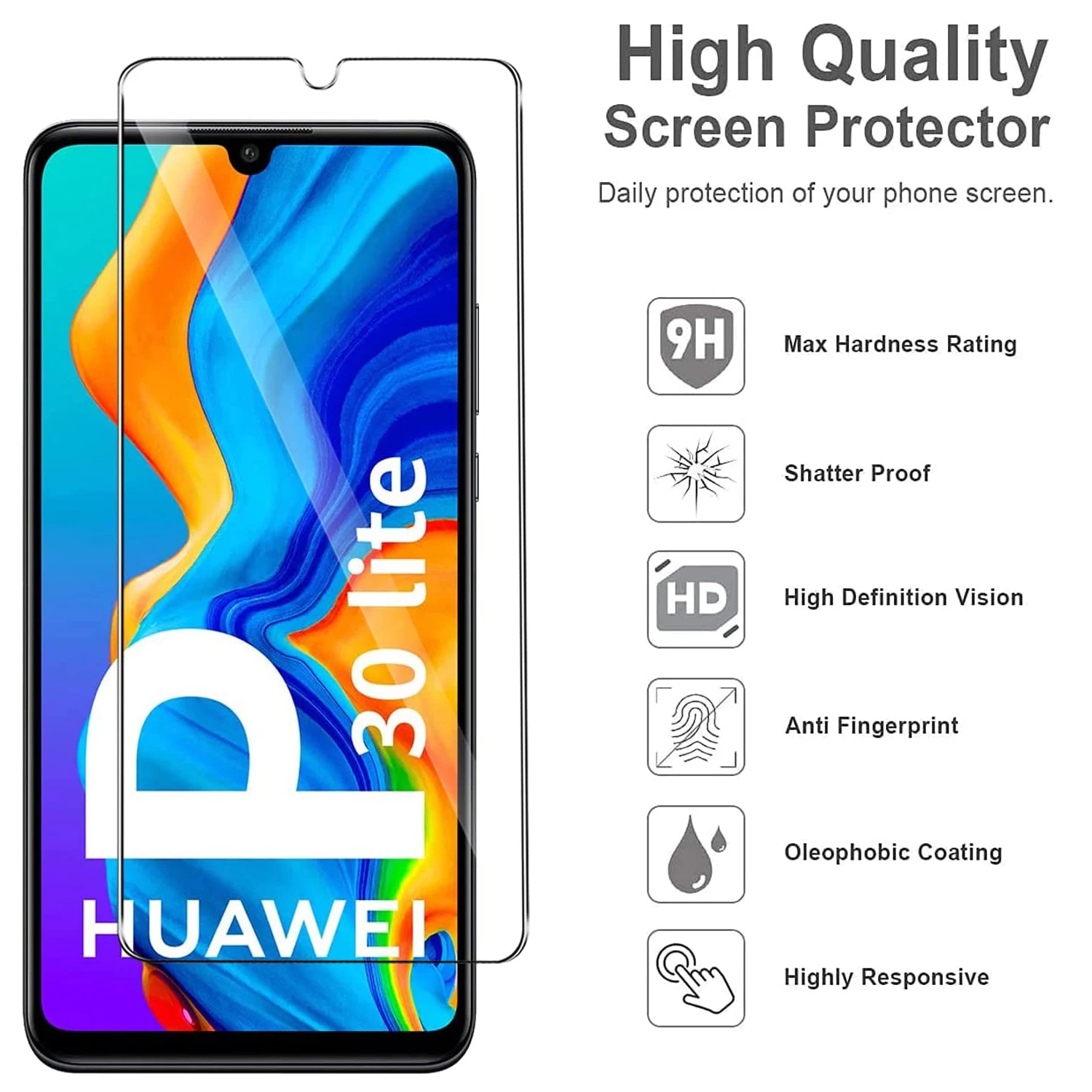 Screen Protector For HUAWEI P30 Lite Tempered Glass SELECTION Free fast Shipping 9H HD Clear Transparent Case Friendly