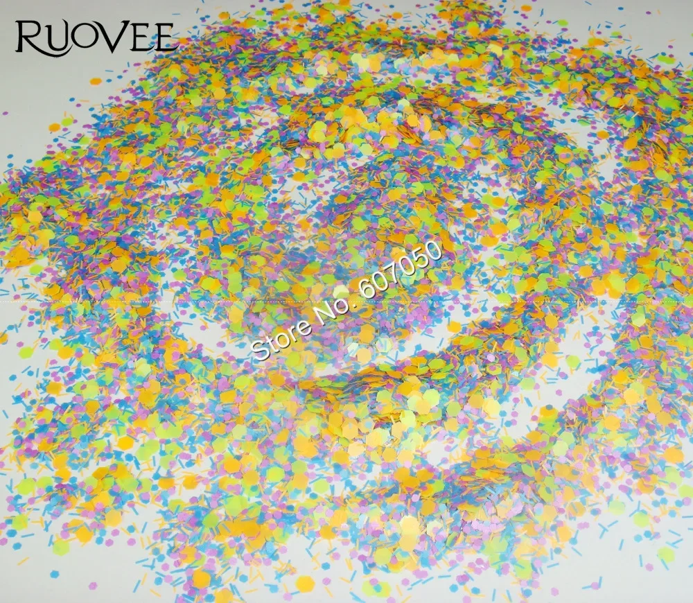 

008# 30g Solvent Resistant nail art glitter mix Paillette Spangles Shapes for DIY Make up (Hexagon+strips)