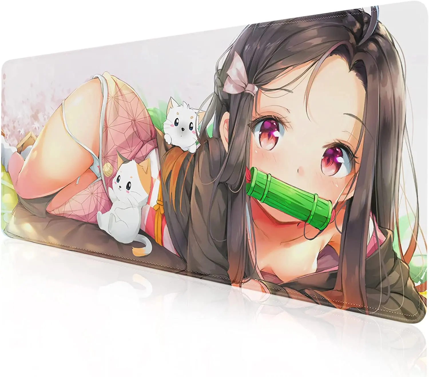 Nezuko Kamado Large Mouse Pad for Non Slip Rubber Base Gaming Anime Mouse Pad for Computer Stitched Edges Demon Slayer Mousepad