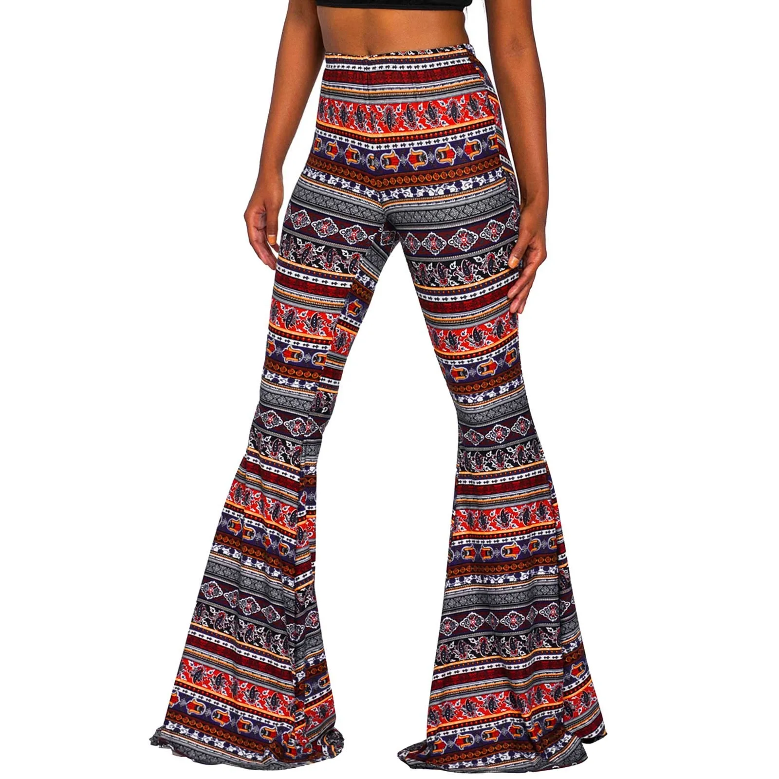 

Y2k Boho Vintage Trousers Women Fashion Long Bottom Flared Pants High Waist Floral Hippie Print Streewear For Winter or Party