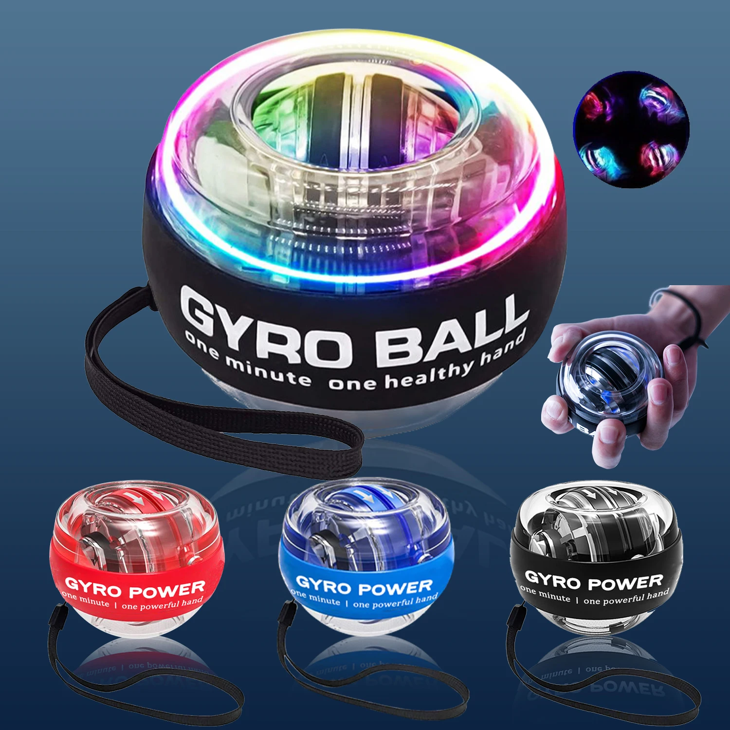 1pc Self-Starting Wrist Power Ball, Luminous Gyro Ball For Grip And Forearm  Strength Training