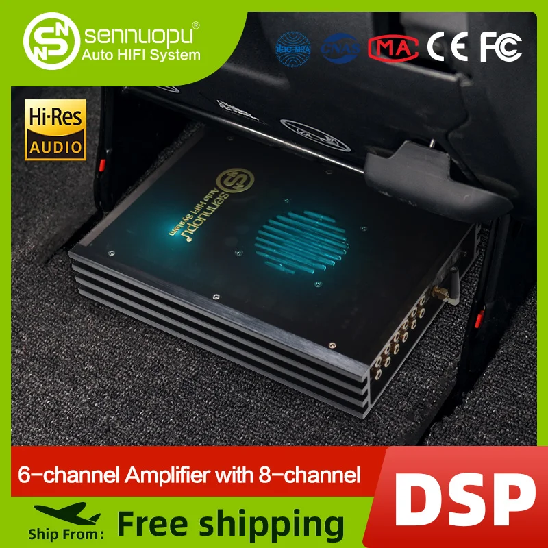 Sennuopu 6 Channel 110 Watts Amplifier 8 Multichannel Digital Sound Processors Plug and Play Installatin Audio System X680
