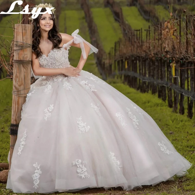 

LSYX Off The Shoulder Sweetheart Quinceanera Dresses 2022 Lace Up Princess 3D Flowers Ball Gown Vestido De 15 Anos Sweet 16