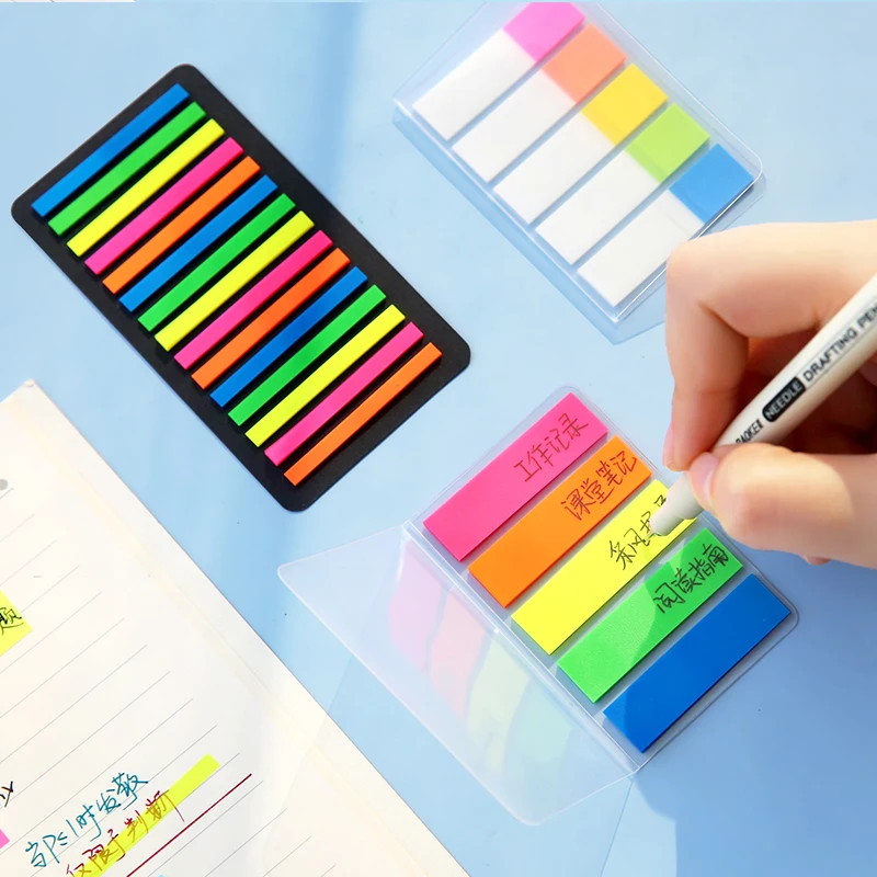 1pcs Fluorescent Color Sticky Notes PET Translucence Memo Pad Adhesive Planner Diary Stickers Office Index Post School F7059 2