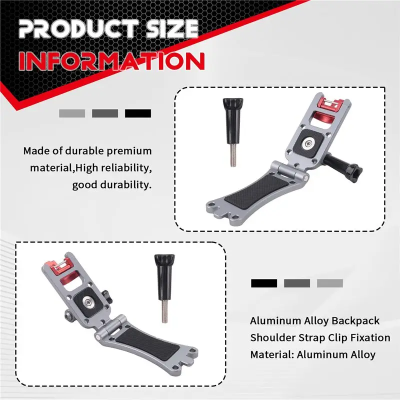 A92Z RC 드론용 Gopro 액션 카메라 항공기 액세서리 알루미늄 합금 배낭 어깨끈 클립 고정 장치