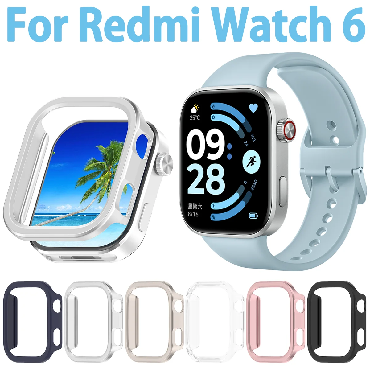 PC Case For Redmi Watch 6 Smart watch Case Protective Hard Cover Bumper Screen Edge Scale digit Protector Shell