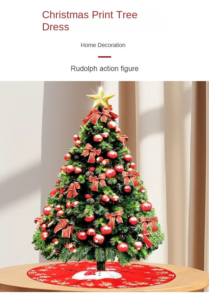 Description Picture 2 of item90CM Round Christmas Tree Skirt Elk Snowman Mat Christmas Decoration Parlor Carpet Home Decorations Christmas Tree Foot
