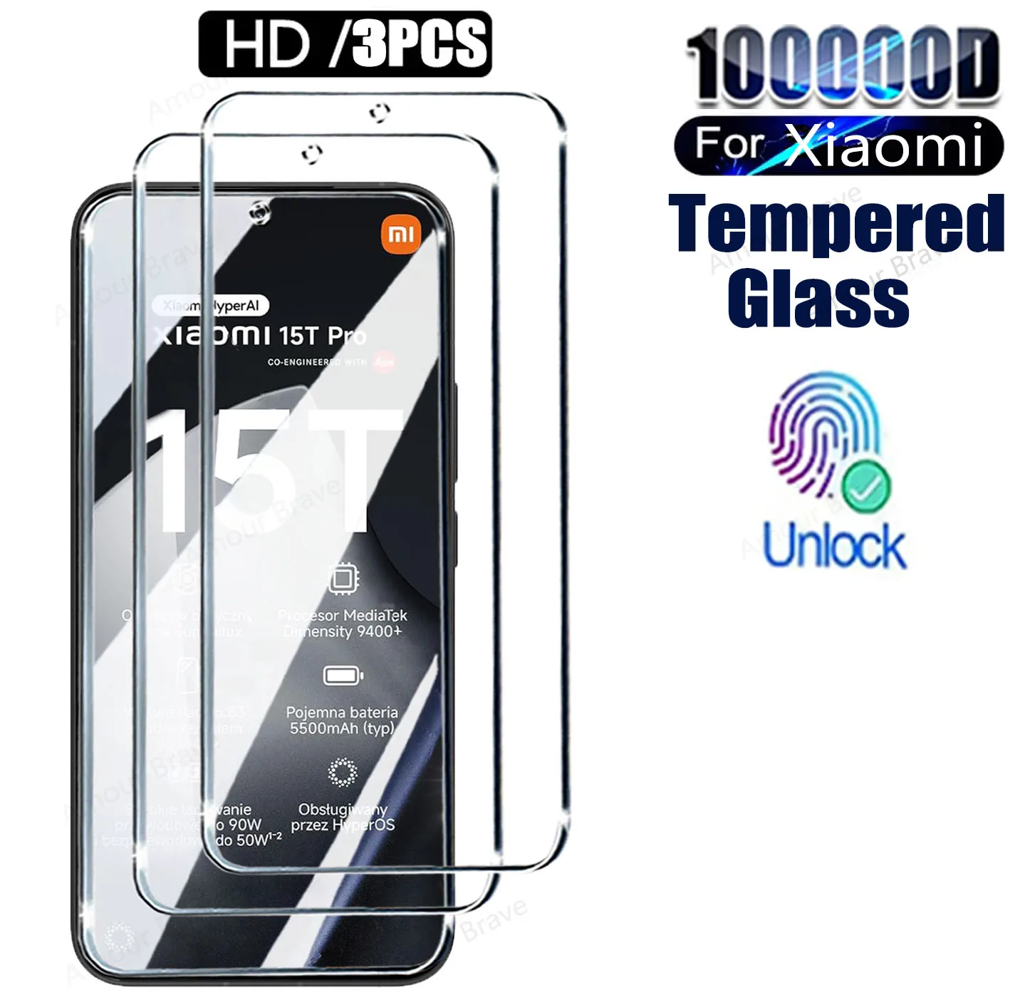Enhanced Fingerprint Unlock HD Tempered Glass Screen Protector - 1-5PCS Pack