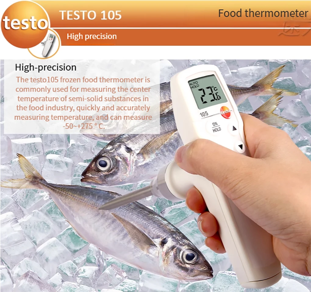Testo 105 Frozen Food Thermometer High Precision Waterproof Probe Digital Thermo