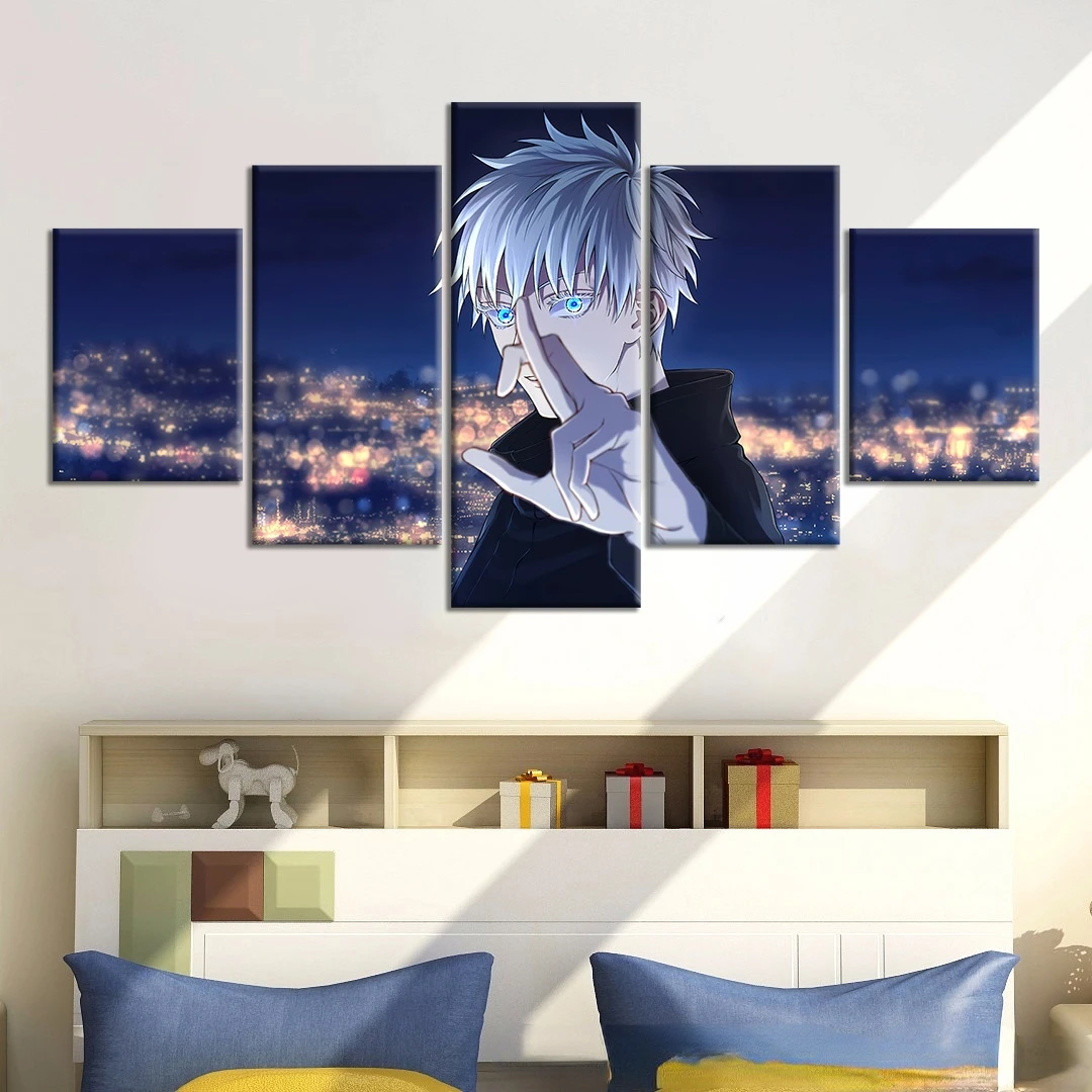 5-Panel-Anime-Jujutsu-Kaisen-Poster-Character-Gojo-Canvas-Painting-Wall ...