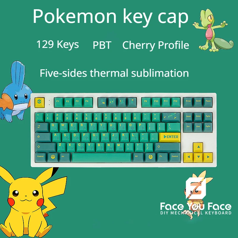 

Pokemon Colorway GMK 129 Key Cherry Profile Keycaps for Mechanical Keyboard Customization PBT Special Signified Dual Legends