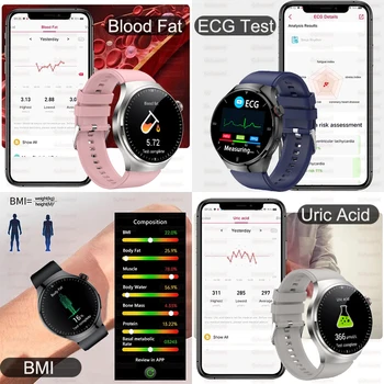 2025 New Nursing Grade Smart Watch Blood oxygen Blood Lipid Uric Acid ECG+PPG Body Temperature Bluetooth Call Health Smartwatch 6