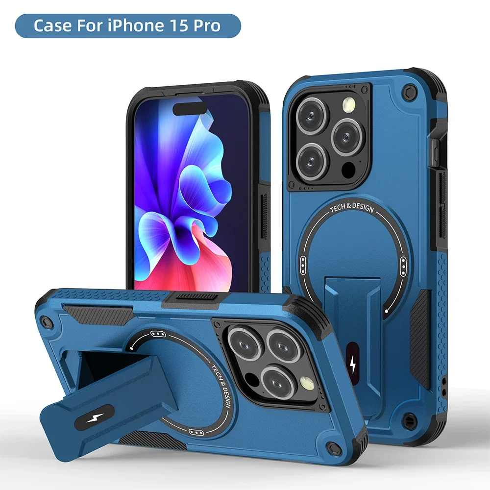 Magnetic Stand Invisible Phone Case with Wireless Charging and Anti-Fall Protection