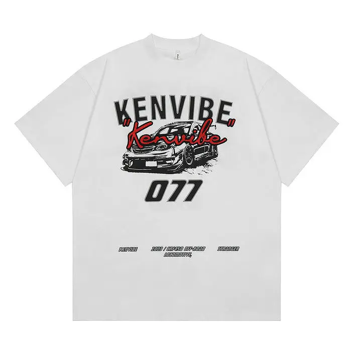 

Fashionable American retro cartoon car men's printed T shirt men and women y2k loose personality hip hop street half sleeved top
