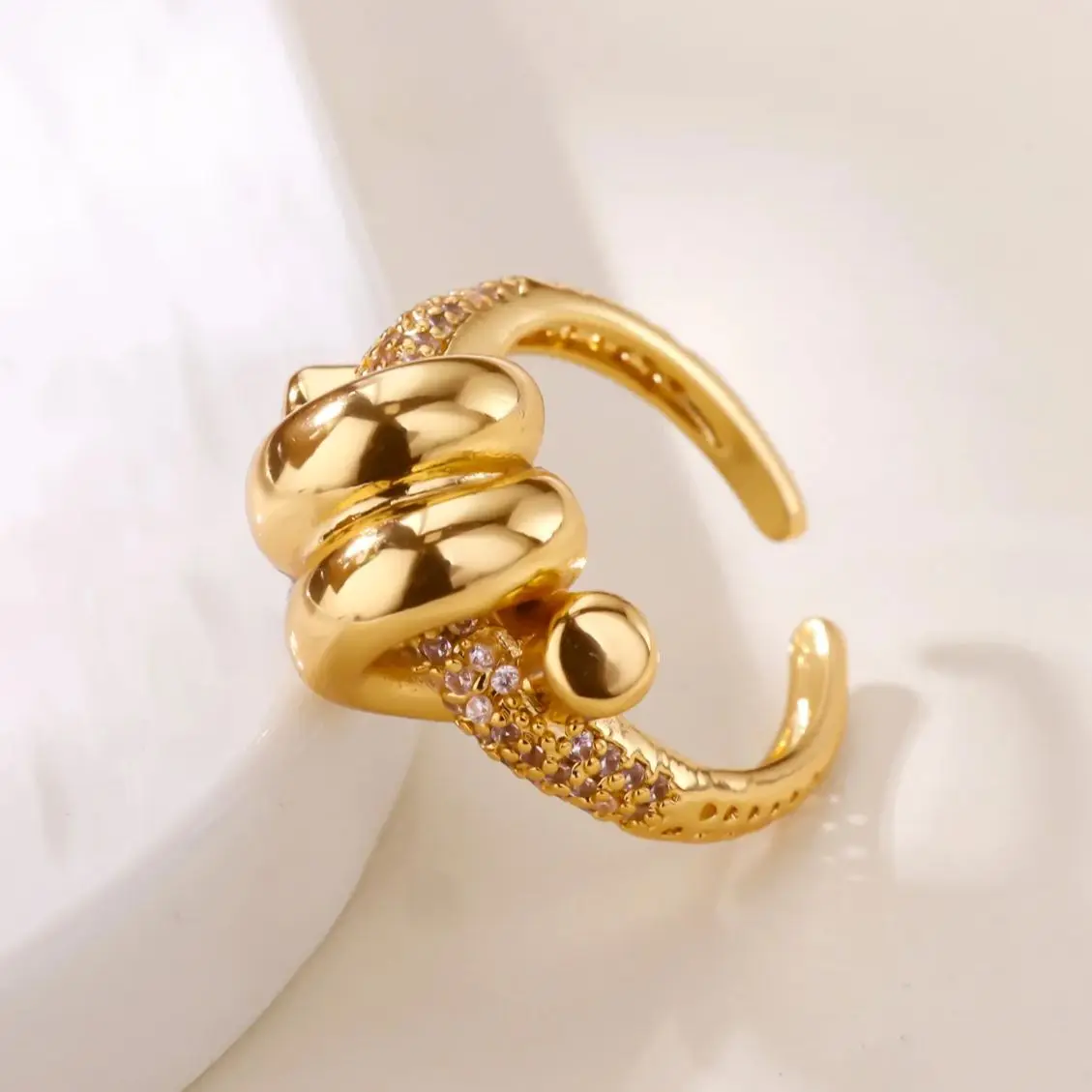Zircon Knot Rangers For Women Geometric Adjustable Finger Rings
