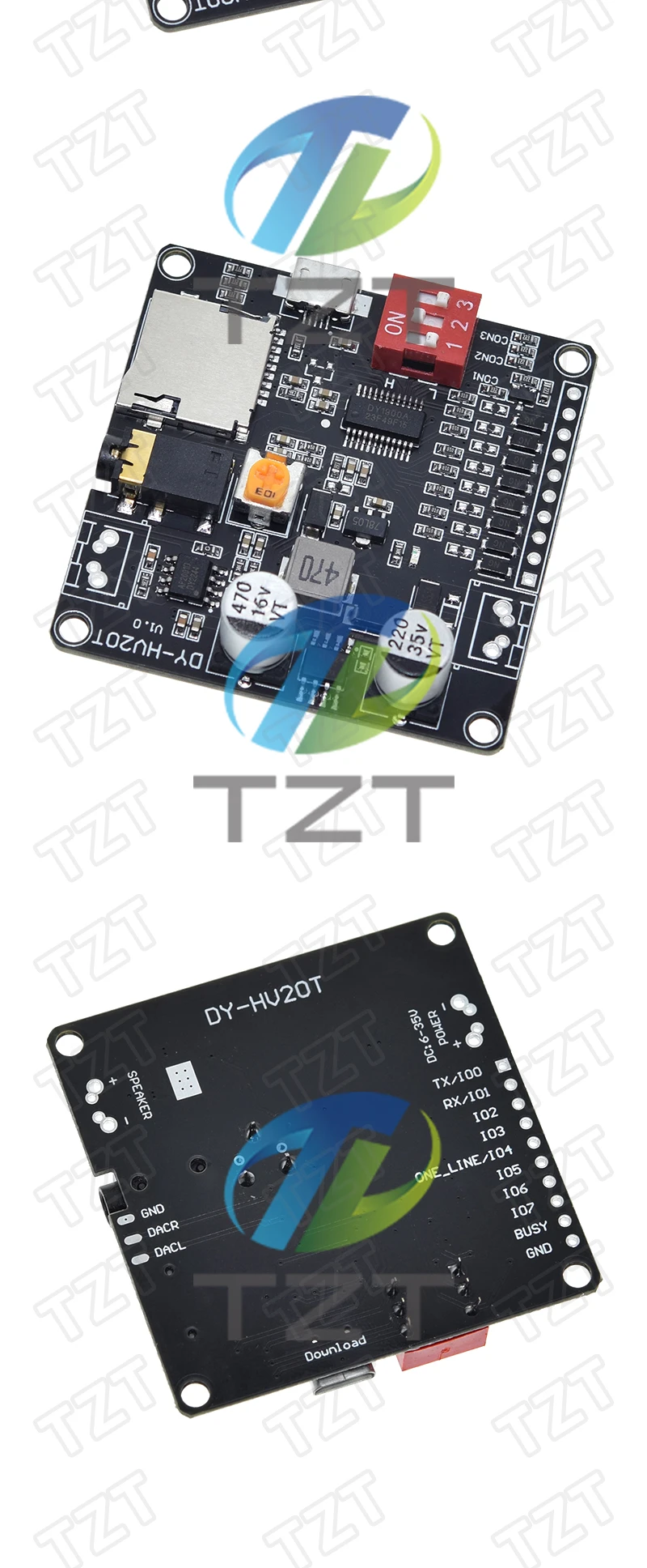 GREATZT DY-HV20T 12V/24V Netzteil 10W/20W Sprachwiedergabemodul mit Unterstützung für Micro SD-Karte MP3-Musikplayer für Arduino – Detail 10