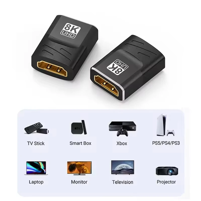 hdmi adapter cable 8K HDMI 2.1 Extender Female To Female HDMI-Compatible for Laptop PC TV PS3 PS4 Monitor HDMI Cable Extension Adapter Connector