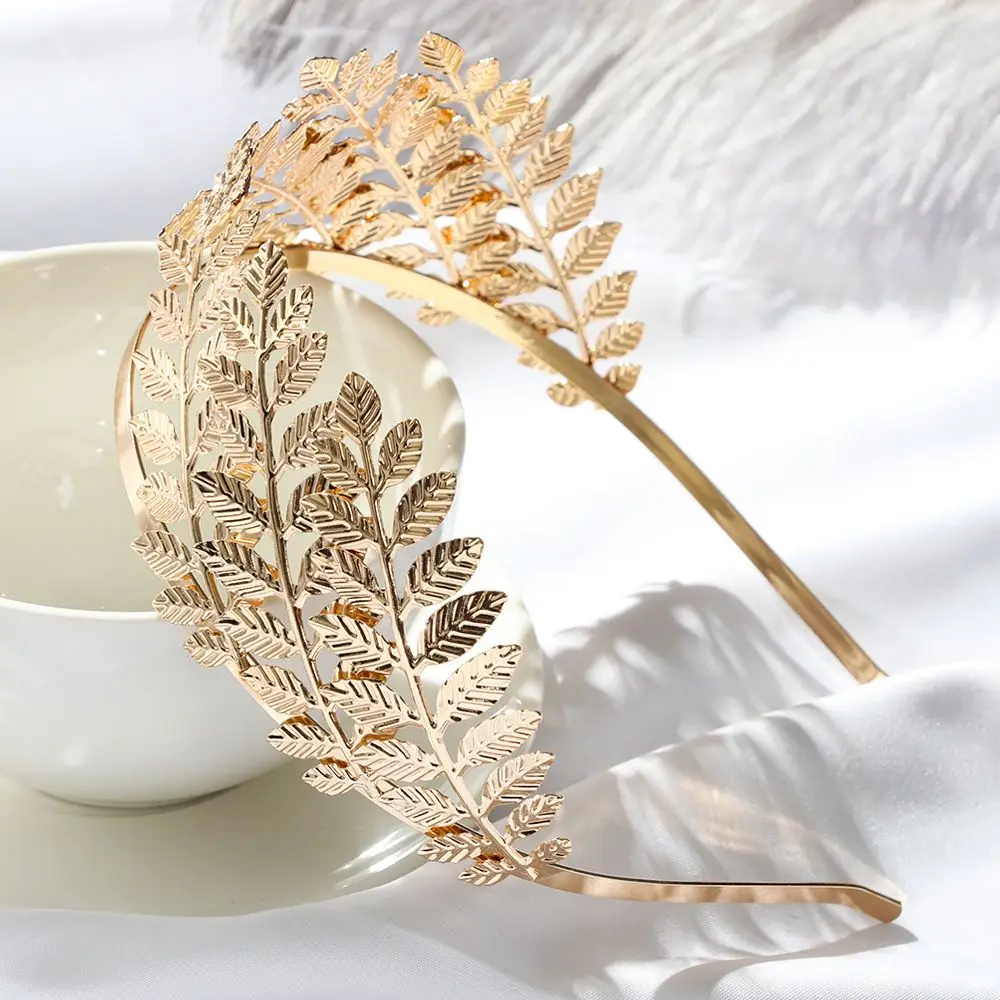 Elegant Gold Leaf Headband - Bridal Wedding Hair Accessory