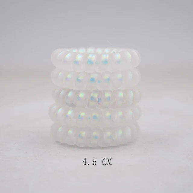 5Pcs/set New Fashion Matt Solid Telephone Wire Elastic Hair Band Frosted Spiral Cord Rubber Band Hair Tie Stretch Head Band Gum Pearlwhitemid