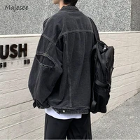 Denim Jackets Men Hole Raw Edge Streetwear Autumn All-match Long Sleeve Korean Commuting Style Youthful Teenagers Outwear Daily 1