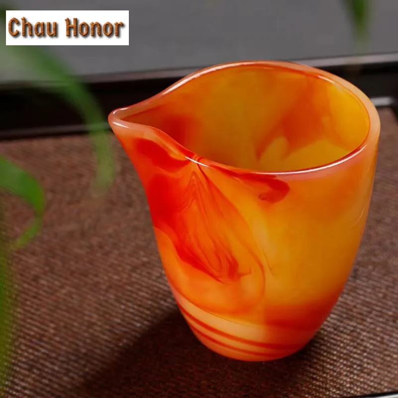 240ml Boutique Agate Jade Porcelain Fair Cup Handmade Household Heat-resistant Anti-scald Kung Fu Tea Set Divide Tea Accessories