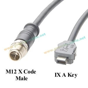 Rechtwinkliges IX40G-A-10S-CV(7.0) IX A-Stecker auf M12 X-Code 8-Pin Kabel 10Gbps IX 10-Pin Typ A auf M12 Industrielles Cat6A Ethernet-Kabel – Detail 2