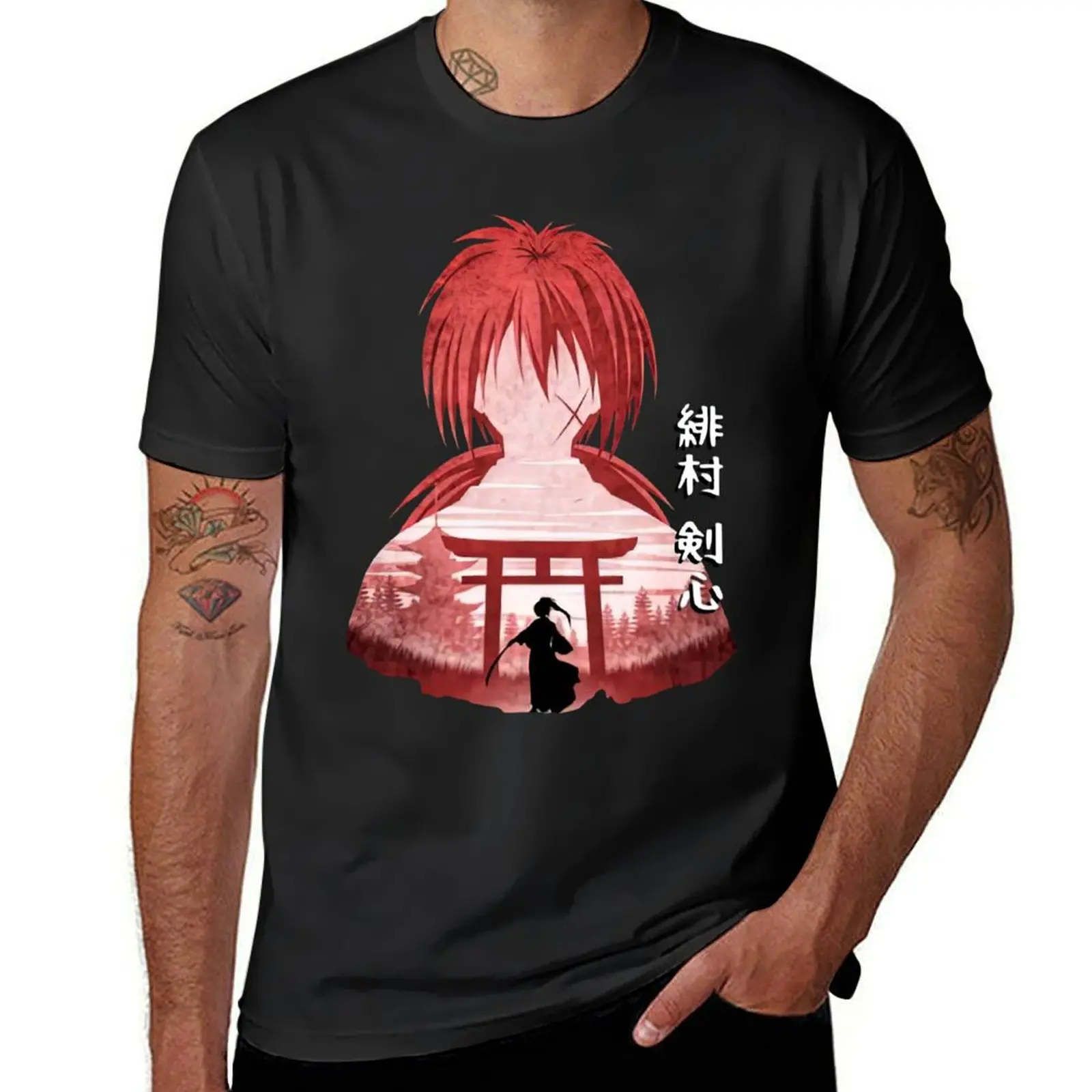 

Samurai X chibi red T-Shirt korean fashion quick-drying mens t shirts
