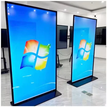Hushida 43 49 55 75 85 Inch 2K 4K Full HD Wifi Media Lcd Advertising M onitor Touch Screen  Floor Standing Digital Signage 1
