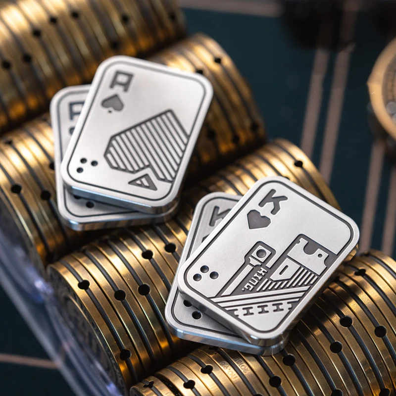 

LAUTIE Shuffle EDC AA KK Lucky Poker Coin Antistress Texas Holdem Office Desk Novelty Fidget Toys Crimper Metal Magnetic Toys