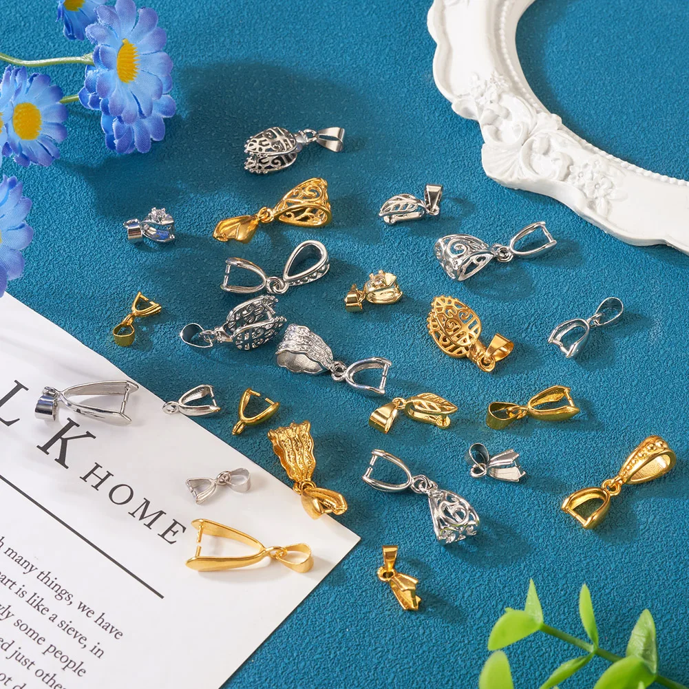 88Pcs Brass Ice Pick Pinch Bails Pinch Clip Bail Clasps Connector Bead Hanger Links for Dangle Charm Jewelry Making DIY Craft