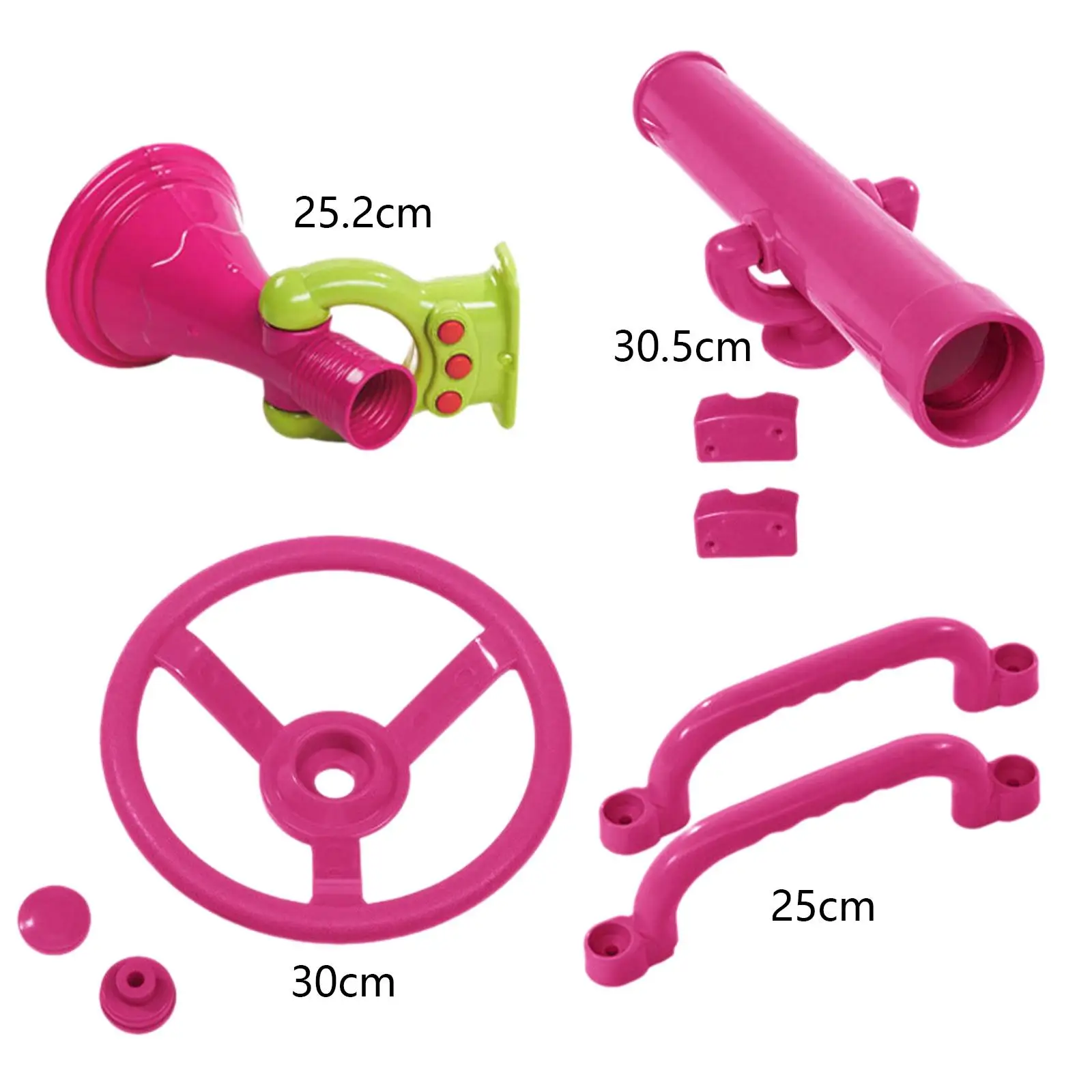 4 Pieces Playground Accessories Swingset Attachments Pink Pirate Telescope Pirate Ship Wheel for Kids for Backyard Swingset