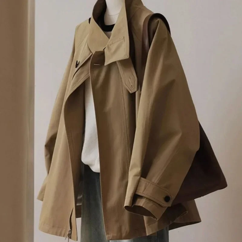 2024 New Style American Style Cropped Jacket For Women Khaki Windbreaker Autumn Fashion Workwear Top Sensible Design